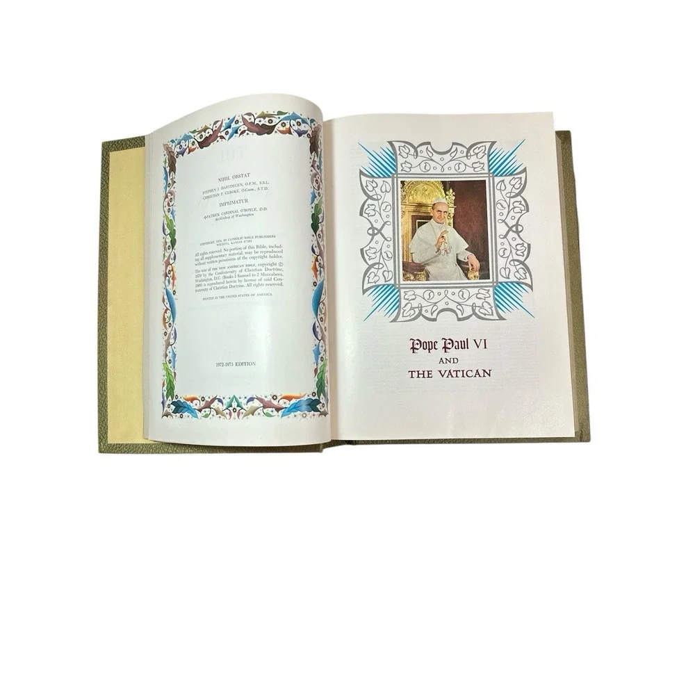 Vintage Heirloom Holy Bible Catholic NAB 1972-1973 Edition By Catholic Bible Pub